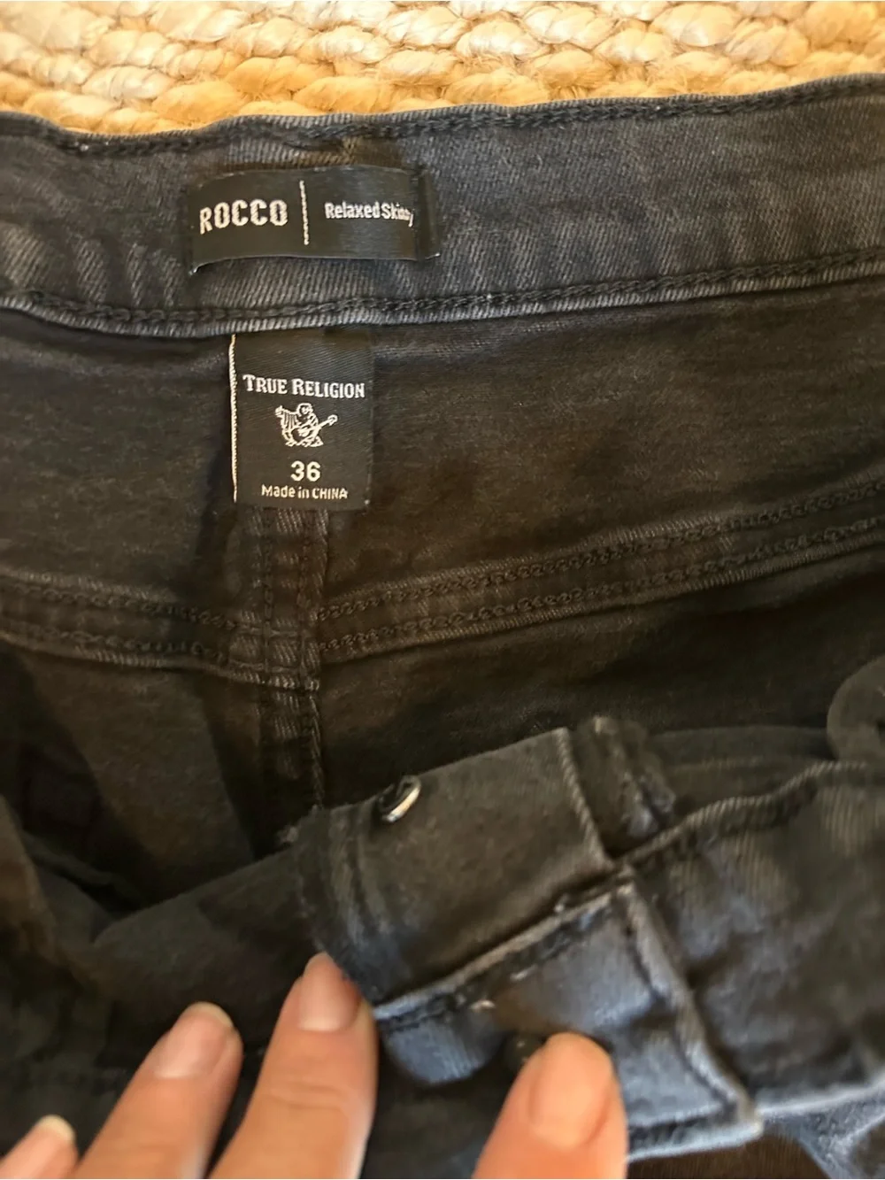 True Religion Black Rocco Relaxed Skinny Jeans